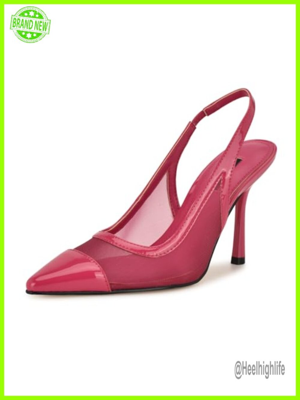Nine West Pointy Toe Slingback Stiletto Pumps Textile Faux Patent